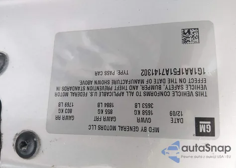 2010 Chevrolet Cobalt Ls z USA, uszkodzony, nr VIN 1G1AA1F51A7141302